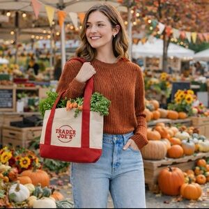 TRADER JOE’S MINI CANVAS TOTE LIMITED 2025 EDITION RED HANDLES REUSE RECYCLE